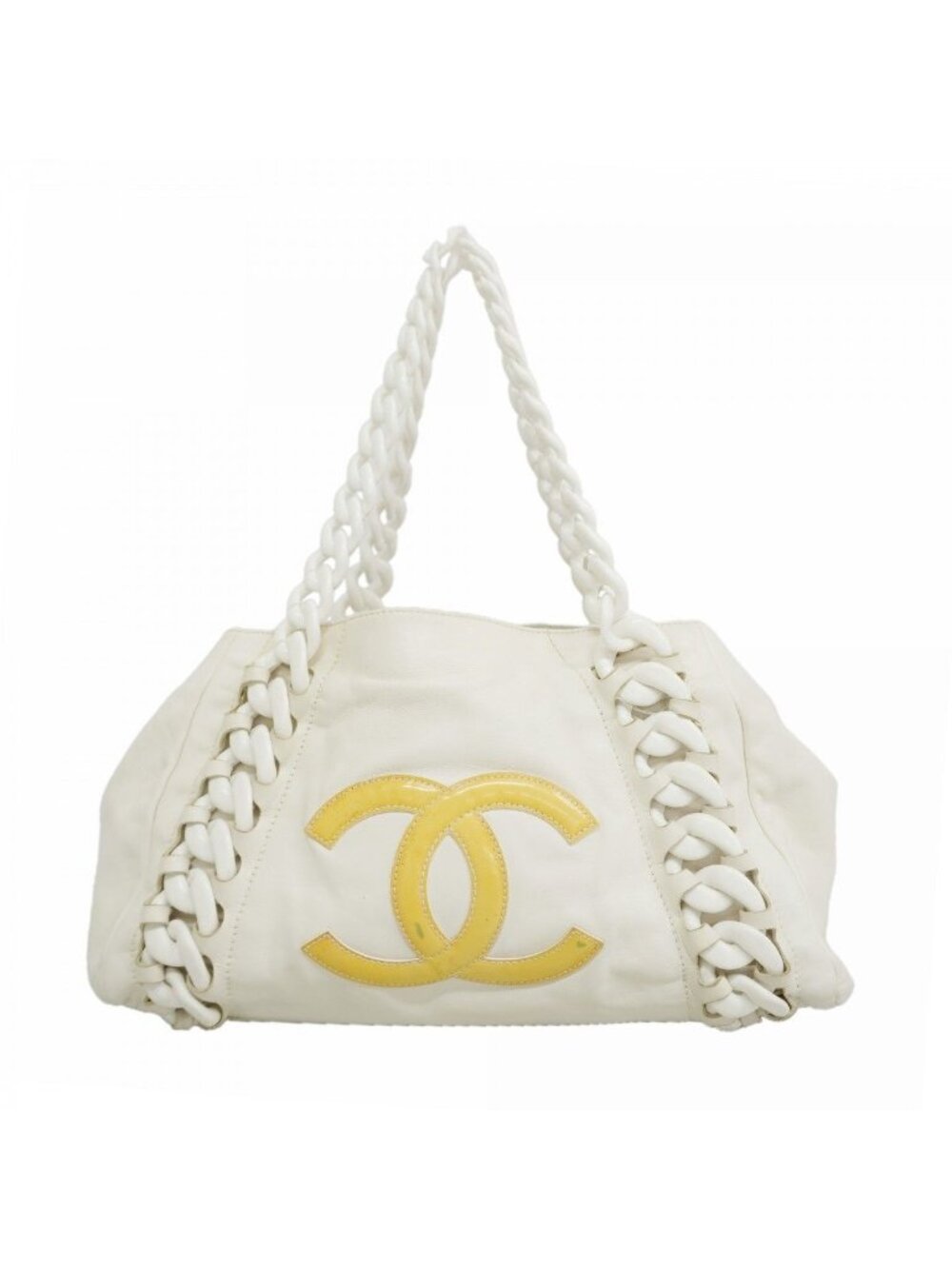 Chanel Tote Luxury Lambskin White Silver